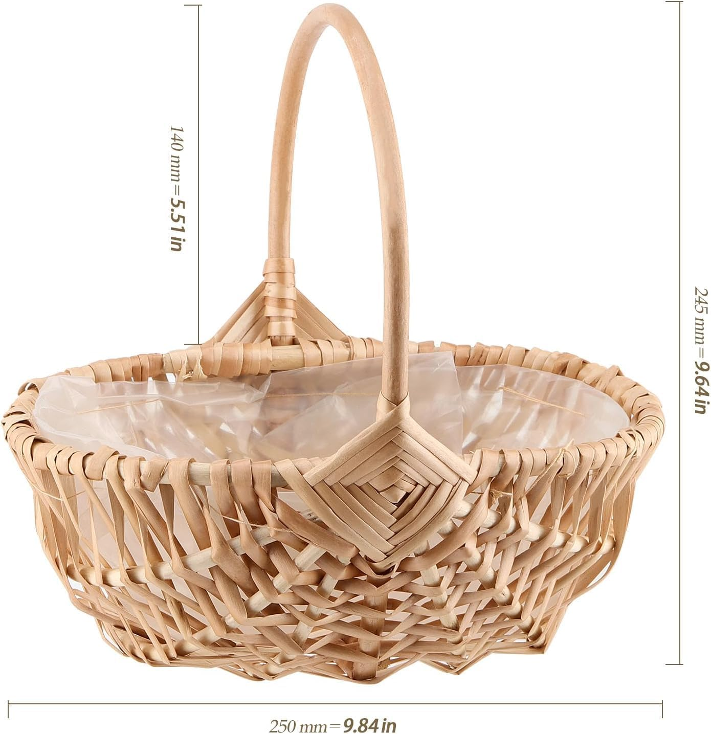 Handwoven Rattan Basket - Vintage Style Woven Picnic Basket with Handle, Small Flower Girl Basket for Floral Arrangements, Fruits, Bread Storage & Outdoor Gatherings image number 1