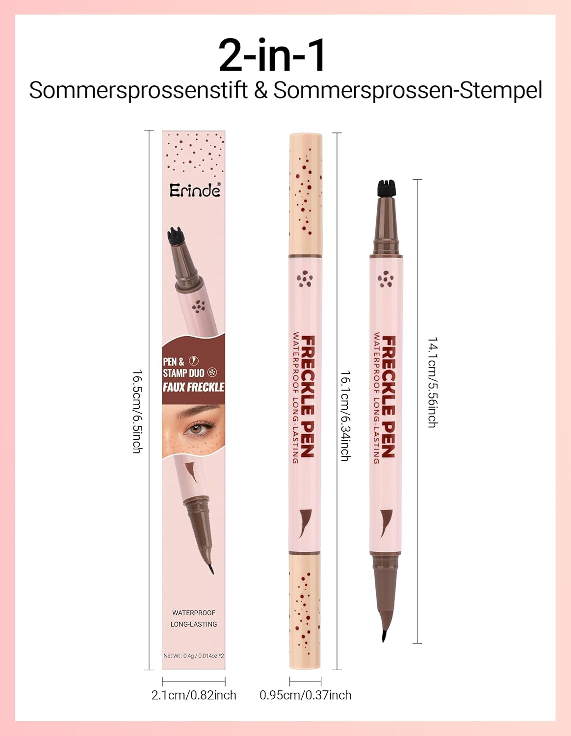 Erinde Natural Freckle Pen Makeup, 2-In-1 Dual Ended Faux Freckle Stamp & Microblading Freckle Pen, Long - Lasting & Waterproof Quick Dry, Curved Precision Tip for Natural Lifelike,#2 - 1 image number 7