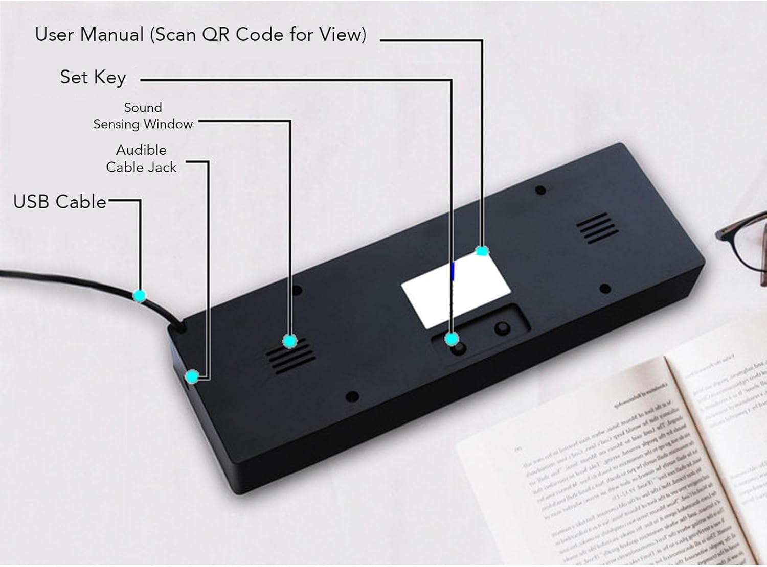 Jiawu Spectrum Analyzer, Music Voice Rhythm Spectrum Display, USB Powered RGB LED Ambient Lights with Clock, 12 Dynamic 7 Colors, Home Decor for Musicians and Audio Enthusiasts image number 6