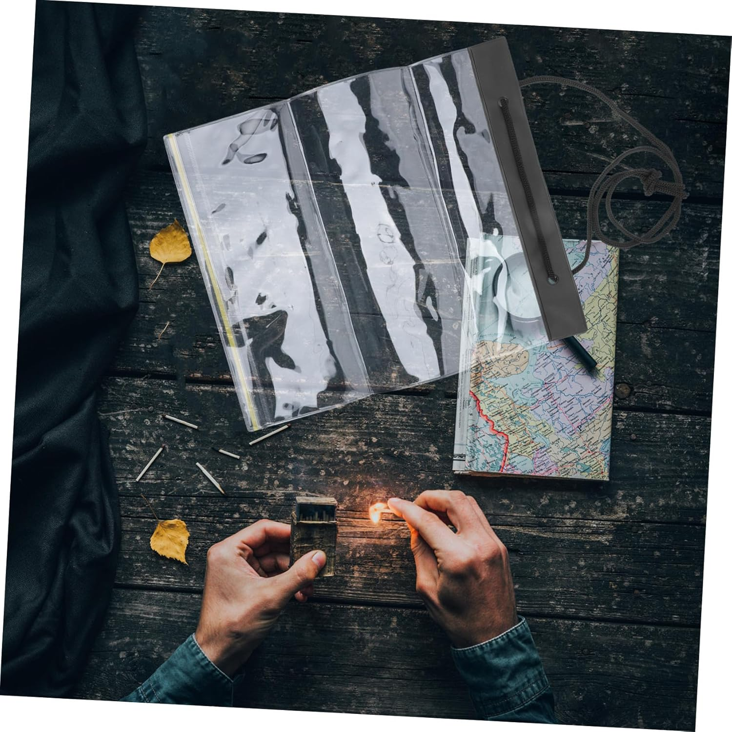 STAHAD Waterproof Drawstring Pouch File Holder PVC Document Bag Foldable Travel Organizer for Camping and Outdoor Training Office Use image number 3