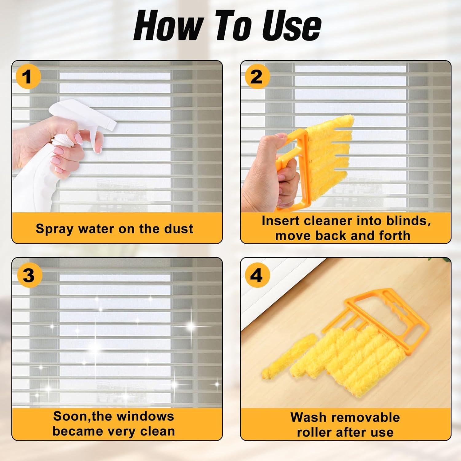 LEONTOOL 8 Pcs Window Venetian Blind Cleaner Duster Tool, Washable 7 Fingers Dusting Cleaners and Air Vent Cleaner, Shutter Cleaners Brush,Blinds Air Conditioner Fan Duster Dirt Housekeeping Tool image number 1