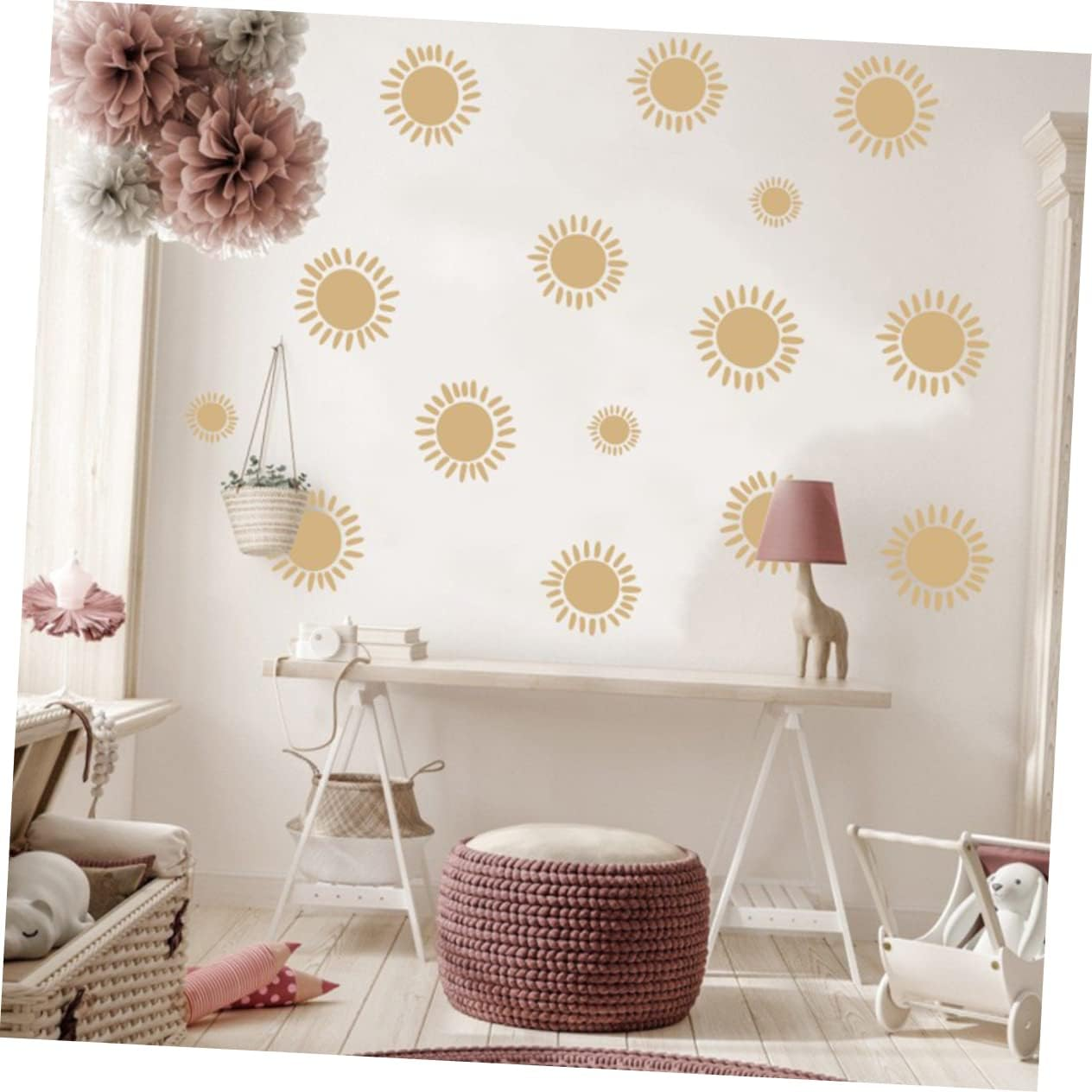 HOMSFOU 3Pcs Sun Wall Stickers Self-Adhesive Decals for Room Living Room Classroom Easy to Peel Removable No Sticky Residue Adorable Wall Art Decor image number 4