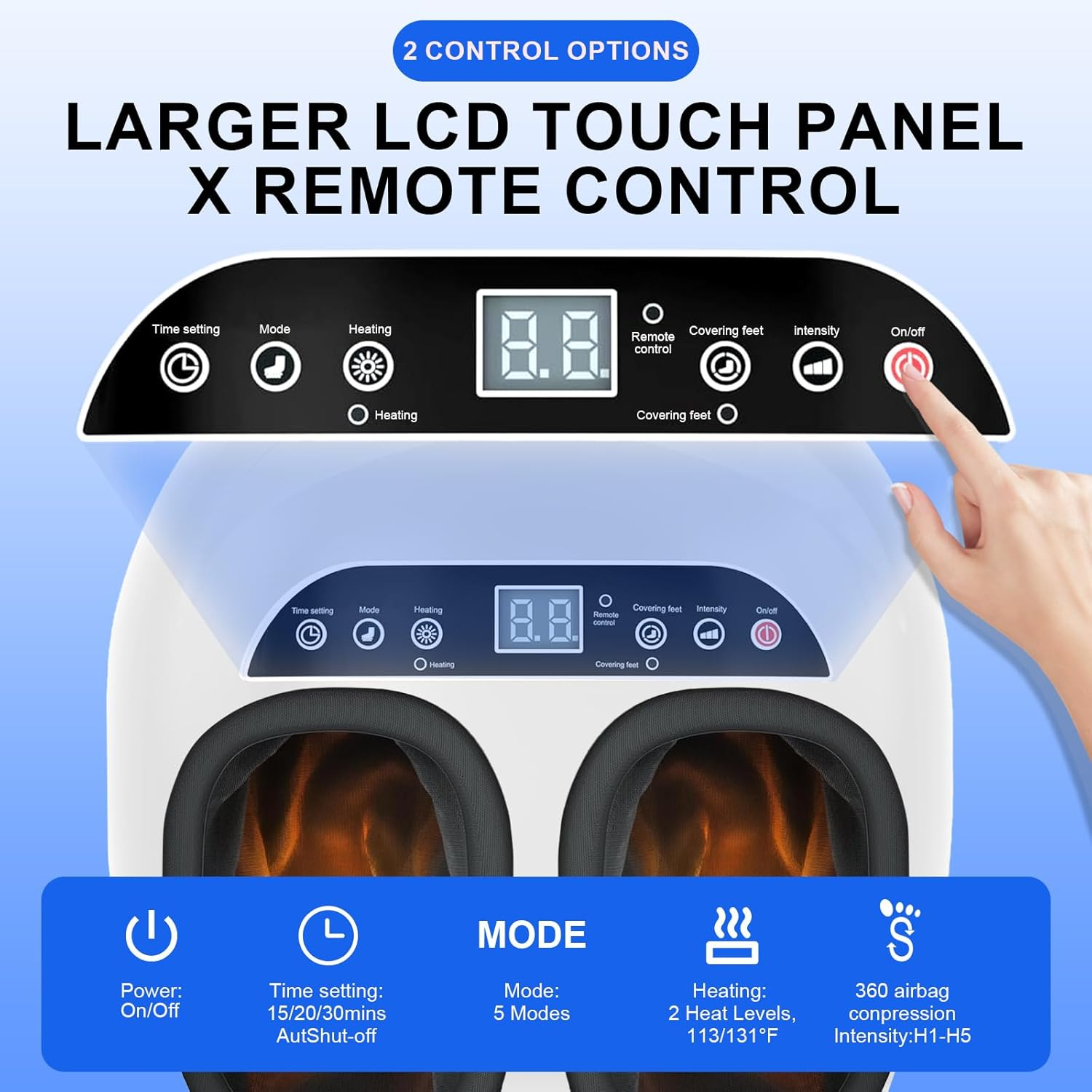 Foot Massager Machine with Heat, Deep Kneading Shiatsu Foot Massager with Air Compression, Soothe Muscles, Multiple Massage Modes & Adjustable Intensity