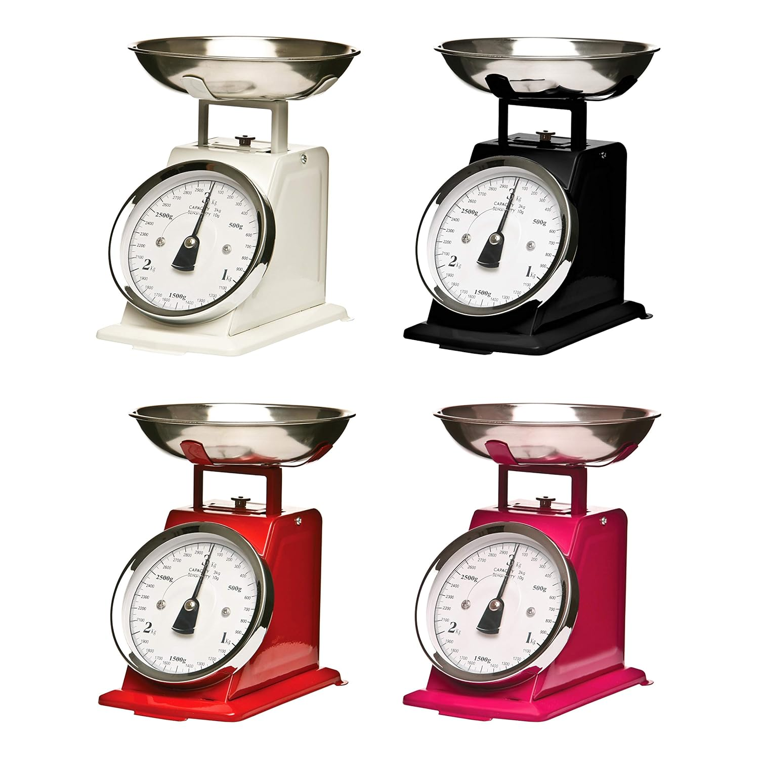 Premier Housewares 3KG Retro Kitchen Scale Weighing Scales Cooking Stainless Steel Kitchen Scales with Bowl Baking Scales Food Scales for Weighing, Red image number 6