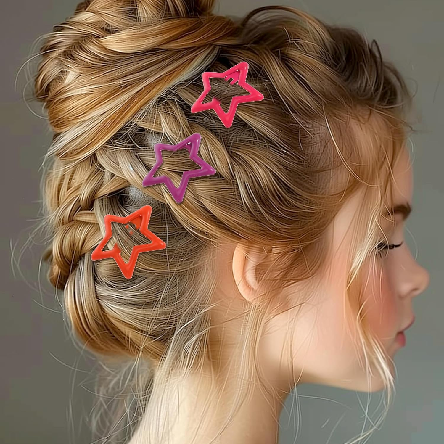 Colorful Luminous Star Hair Clips for Girls Glow in the Dark Star Barrettes Star Hair Accessories Cute Hairpins Snap Hair Barrettes Kawaii Hair Clips for Women Girls image number 3