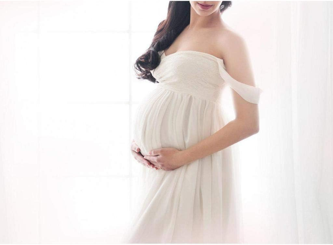 Harayaa Maternity Dress Gown, Women Photography Props Split Front Off, as Described - White L image number 5