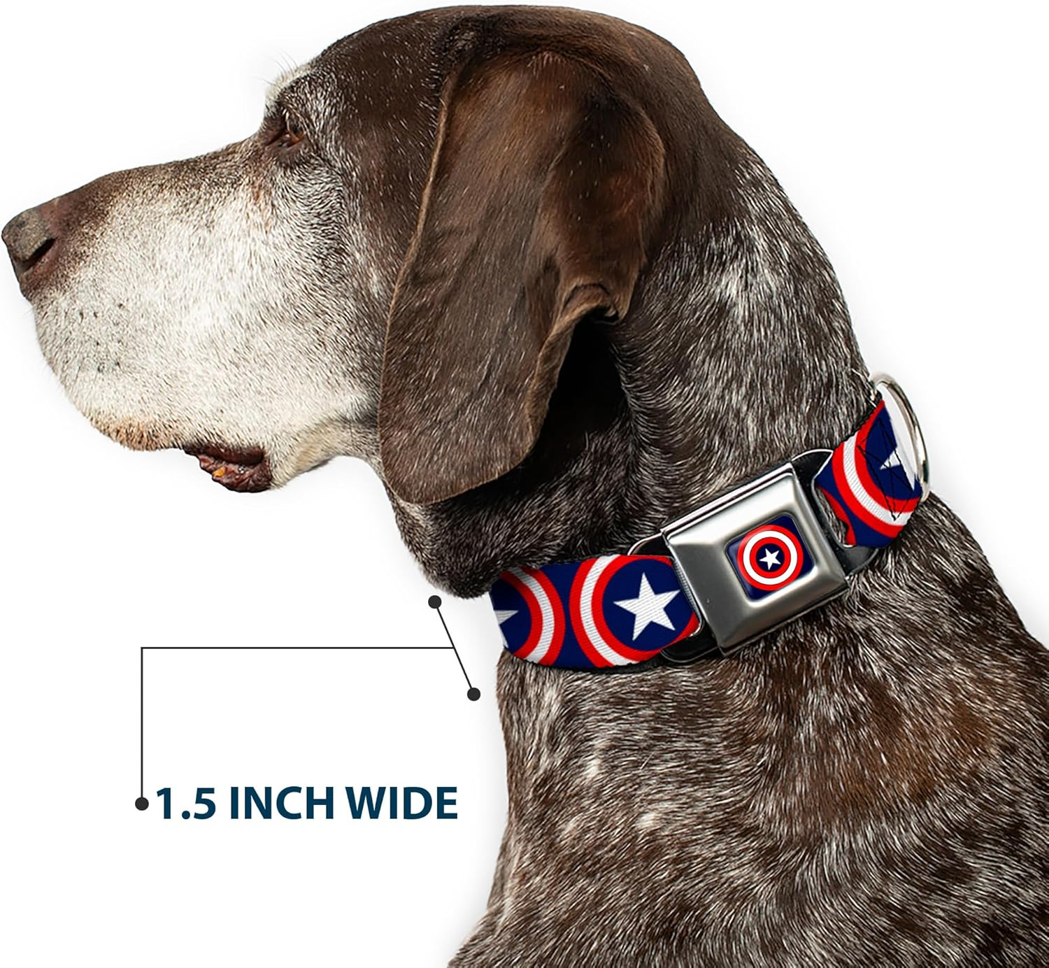 Buckle-Down Seatbelt Buckle Dog Collar - Captain America Shield Repeat Navy - 1" Wide - Fits 15-26" Neck - Large image number 5