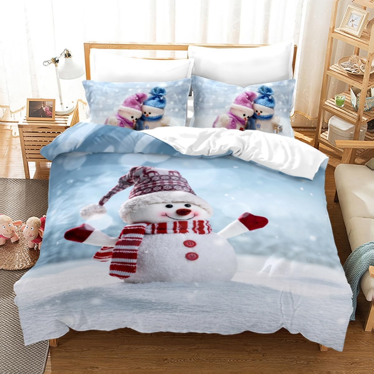 Costume Bay Christmas Duvet Cover Set with Pillowcase Holiday Bedroom Decor, Festive Bedding Set for Christmas Season, Soft and Comfortable Christmas Bedding (Merry Christmas, S)