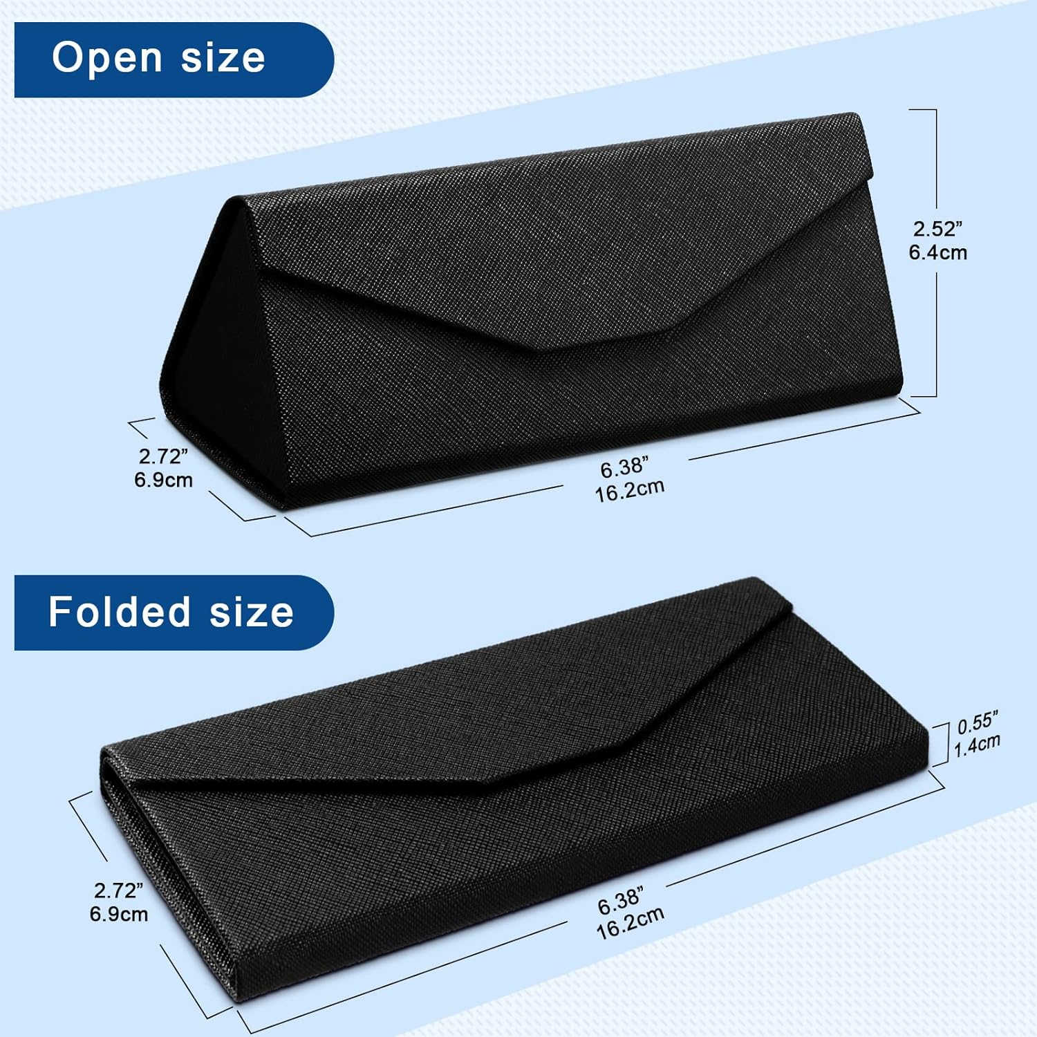 Flutesan 4 Pack Foldable Glasses Sunglasses Case PU Hard Shell Eyeglasses Case Leather Glass Case 4 Cleaning Cloths - Classic Color image number 2