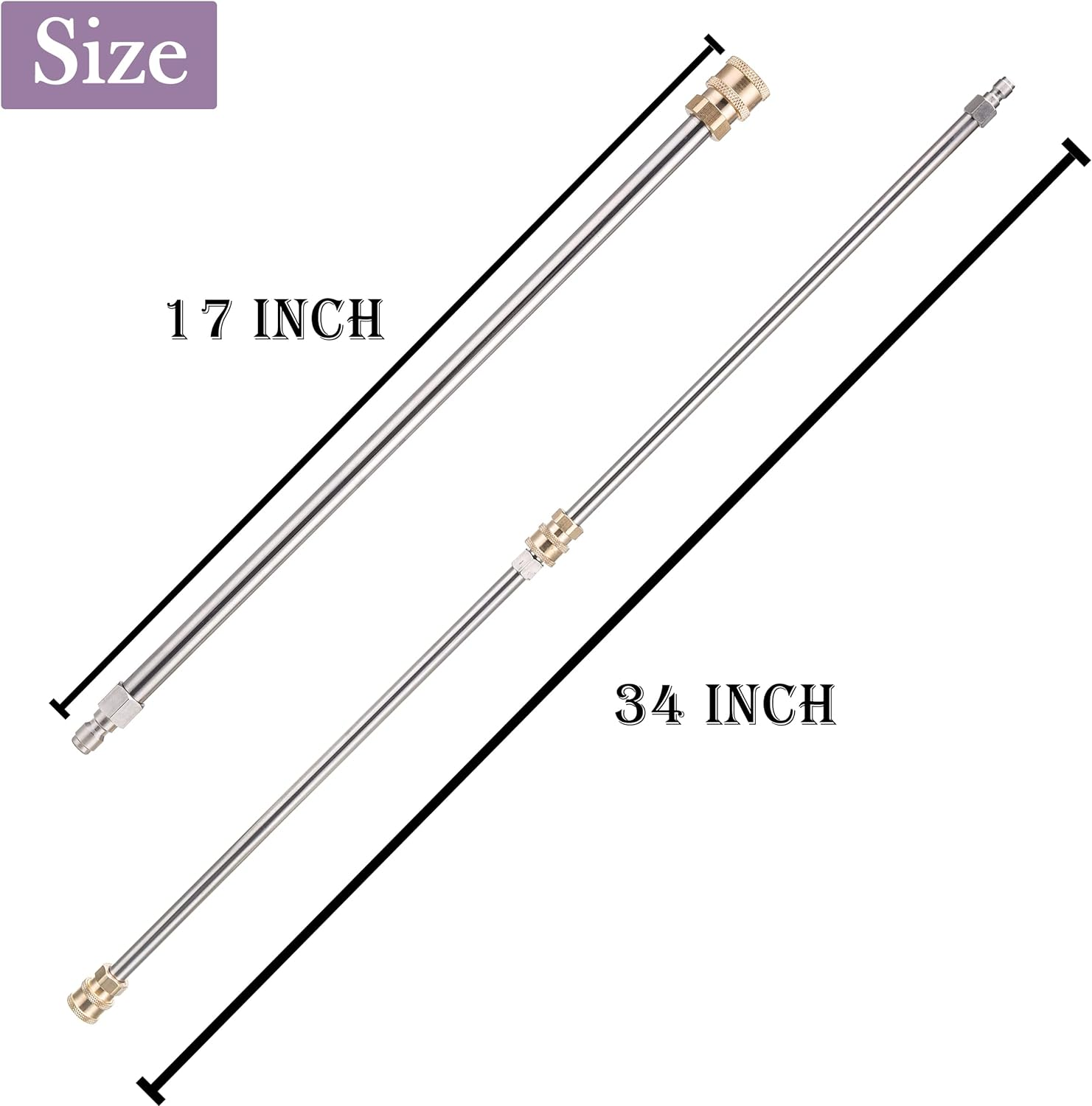JOEJET Power Washer Extension Wand, 17 Inch Stainless Steel Pressure Washer Lance with 1/4 Inch Quick Connect, 2 Pack