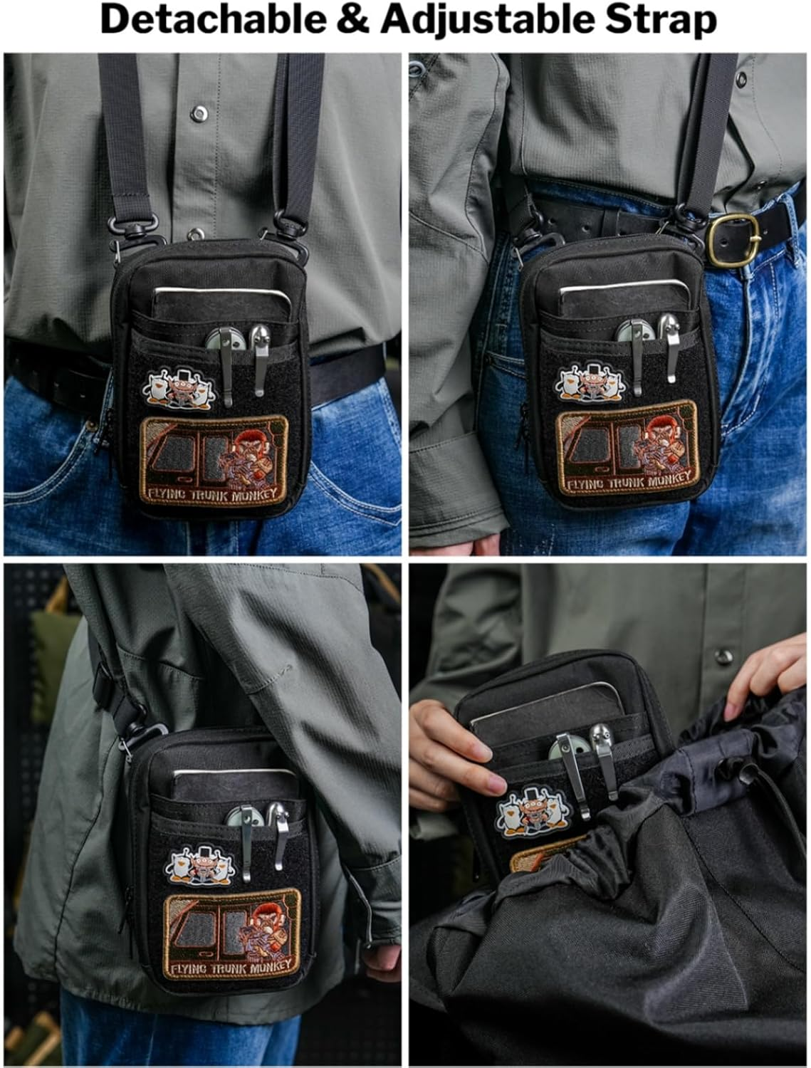 VIPERADE CHS3 Tactical Utility Pouch Organizer, Molle EDC Waist Pouch, Shoulder Bag with Adjustable Strap, EDC Sling Bag, Tactical Fanny Pack for Men image number 2