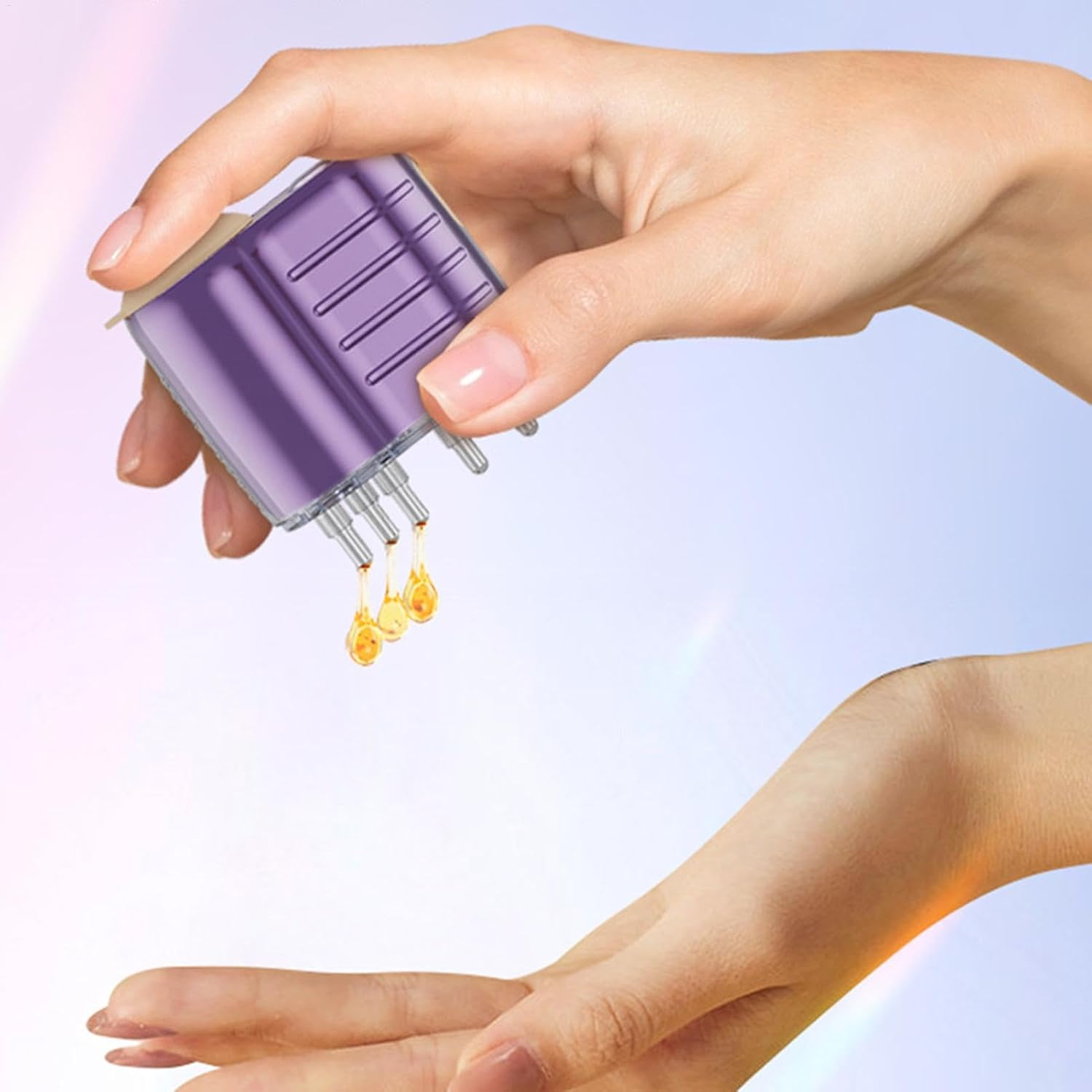 Electric Hair Oil Applicator Bottle with Red Light, Electric Scalp Massager for Hair Growth, Travel Microcurrent Scalp Massager with 3 Modes, Hair Loss Treatments for Women - Purple image number 5