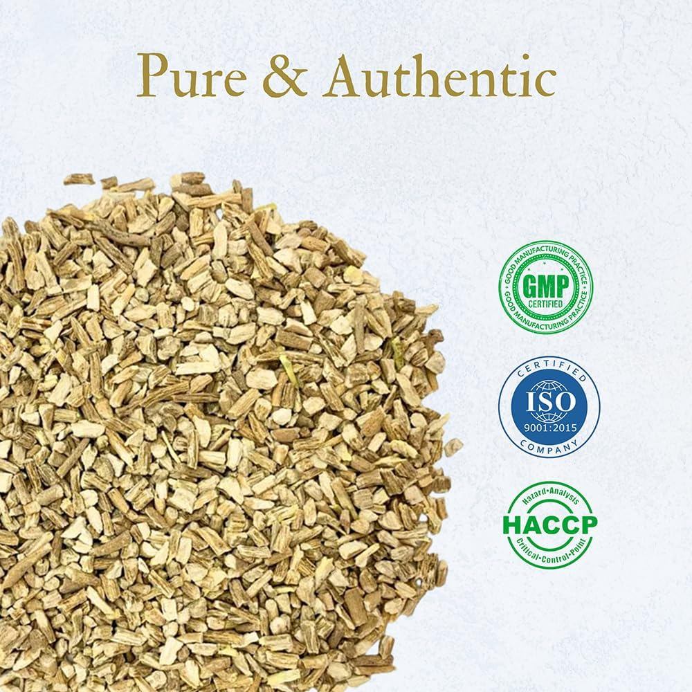 Ashwagandha Root Loose Leaf Tea 100 G | Withania Somnifera for Herbal Tea | Naturally Dried Ashwagandha Herb (Indian Ginseng) | Ideal Particle Size for Brewing Tea by Hebhac Herbals