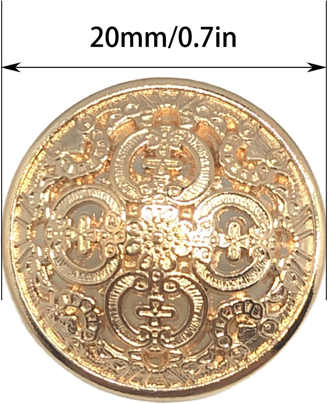 20PCS Clothes Button - Retro Hollow Sewing Button Shank round Shaped Metal Button Set for Men Women Blazer, Coat, Uniform, Shirt, Suit and Jacket (Light Gold, 20Mm) image number 5