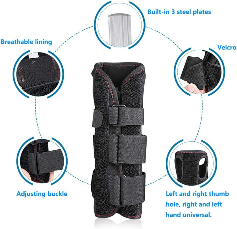 Wrist Brace for Carpal Tunnel, Adjustable Wrist Support Brace with Splints Left&Right Hand, Arm Compression Hand Support for Injuries, Wrist Pain, Sprain, Sports [Single] image number 1
