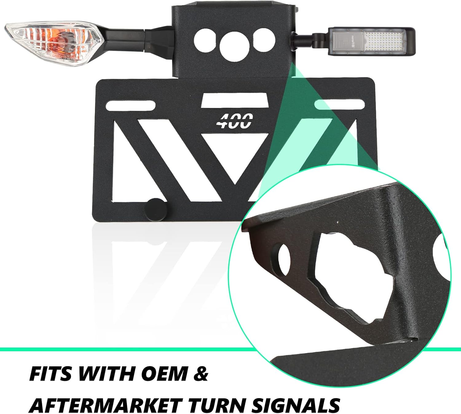 2024 2025 Ninja 500 Fender Eliminator Ninja 400 Fender Eliminator Tail Tidy License Plate Bracket Mount Fit with OEM & Aftermarket Turn Signal Z400 2018 2019 2020 2021 2022 2023 2024 2025 Z500 2024 image number 1