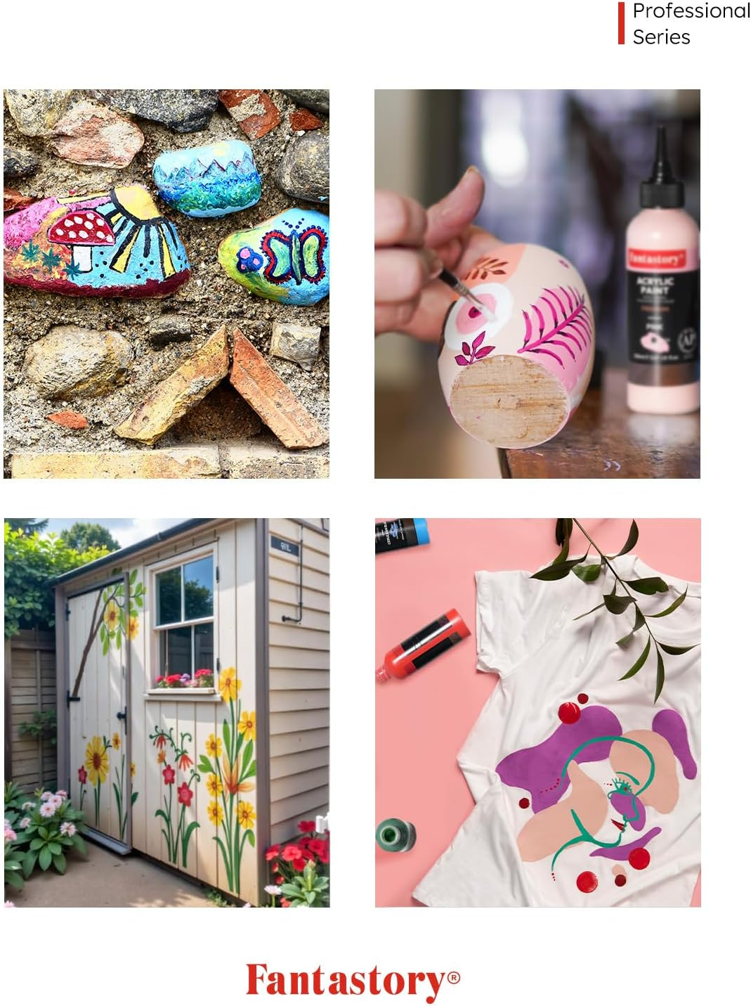 Fantastory Artist Series High-Pigment Acrylic - Classic Red (150Ml/5Oz) - Maximum Coverage + True Color Retention, Pro Formula for Canvas/Wood/Clay/Fabric/Glaze image number 2