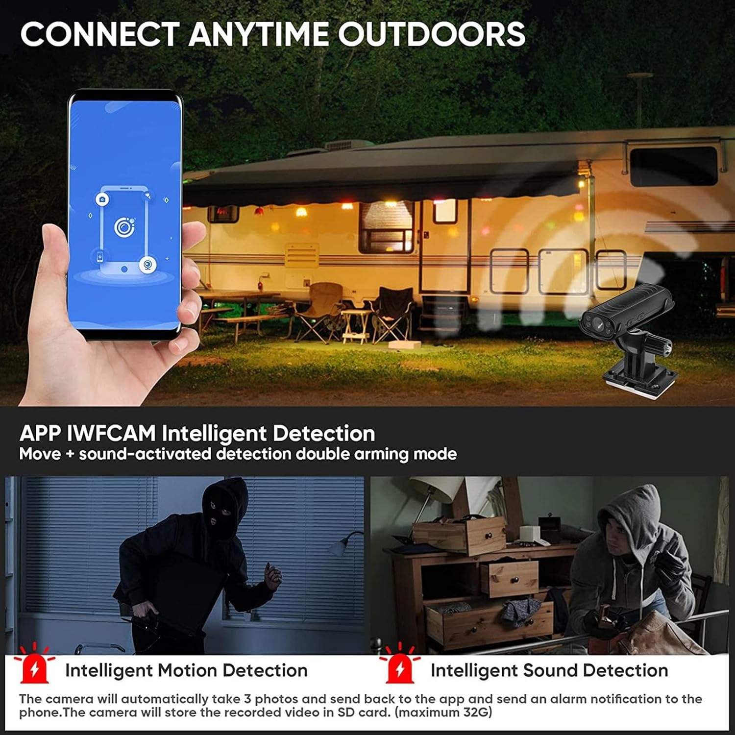 Backup Camera, 1080P HD Waterproof Rear View Camera with Night Vision, Motion Detection, Wireless Reversing Camera for Rv, Trucks, Reverse Hitch Guide Camera, 150&deg; Wide Angle image number 3