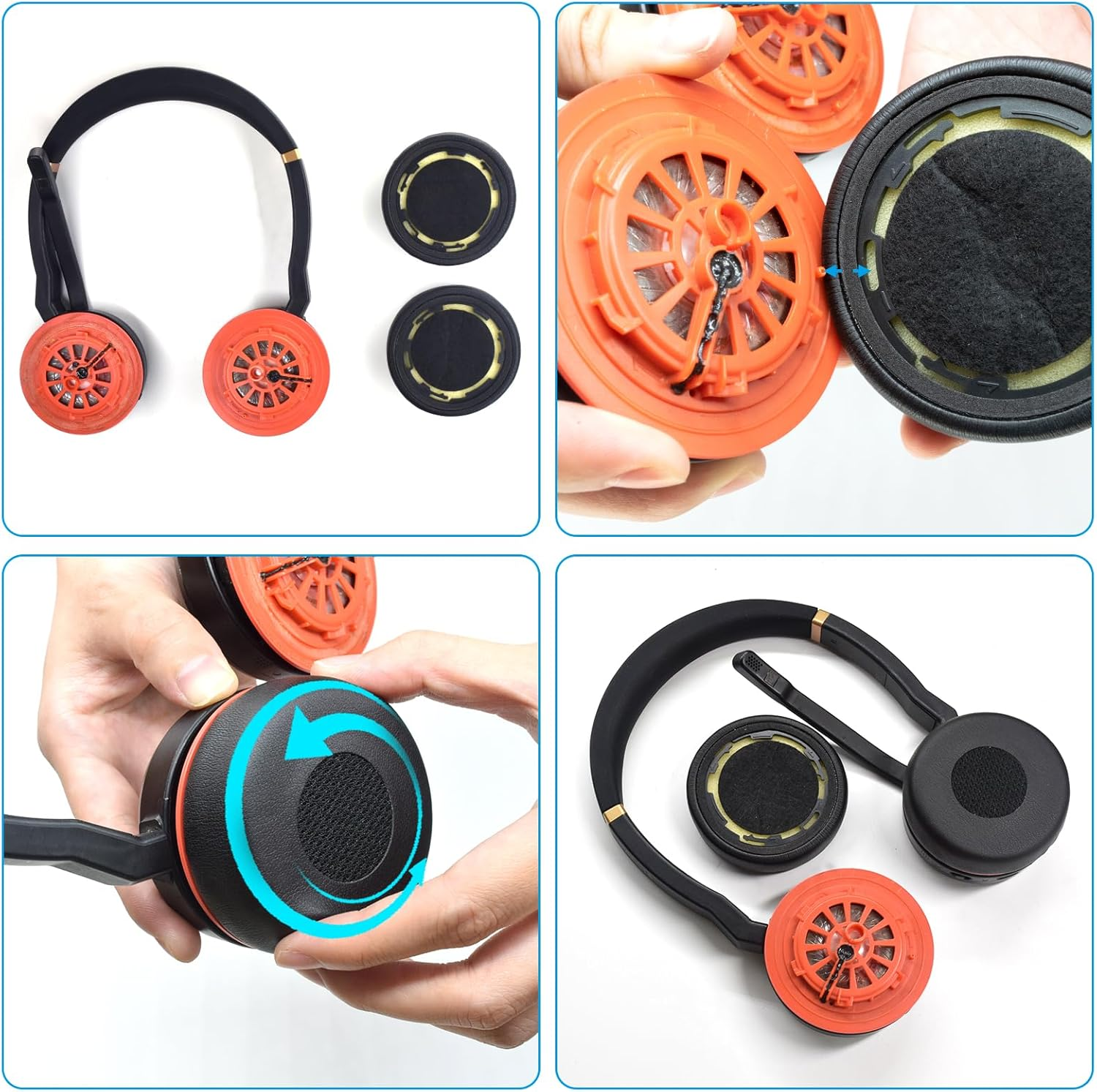 Replacement Ear Pads Cushions Cover Repair Parts Compatible with Jabra Evolve 75 75+ / 75 UC / 75MS image number 4