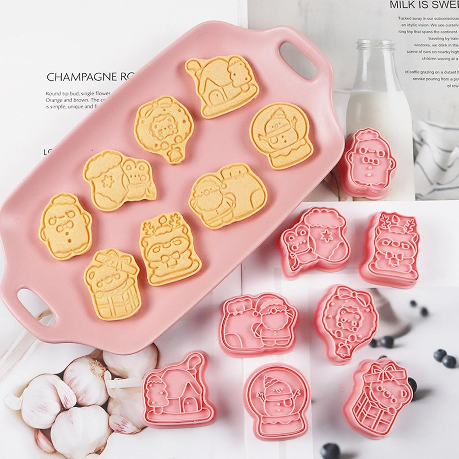 Small Christmas Cookie Cutter Set, 8X Holiday Baking Cutter, Chocolate Molds Christmas Baking Cutter for Chocolate Jelly Fondant Candy