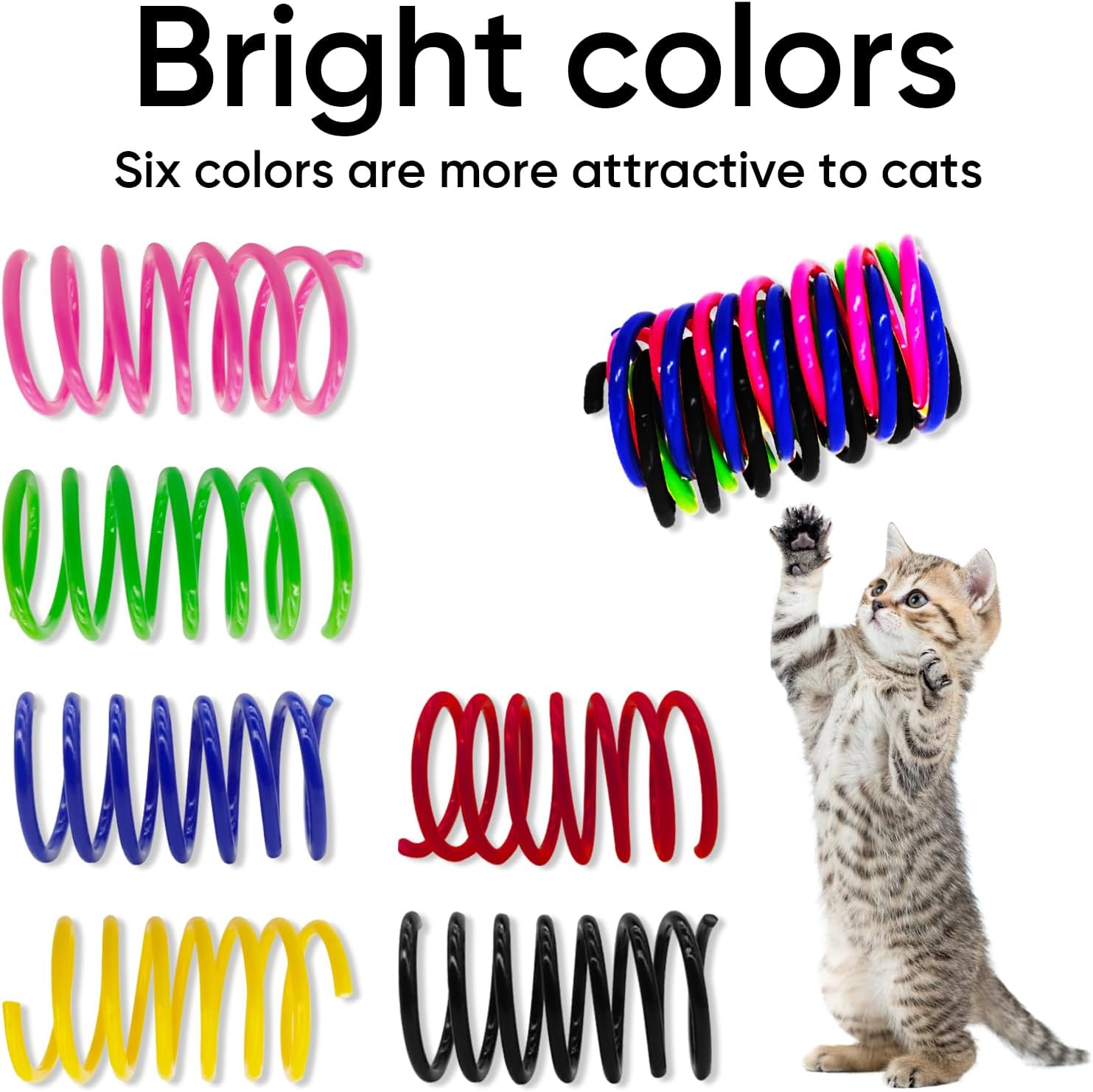 AGYM Colorful Plastic Spring Cat Toys, 30 Pack Spiral Springs for Indoor Cats to Swat, Bite, Hunt, Interactive Toys for Cats and Kittens image number 6