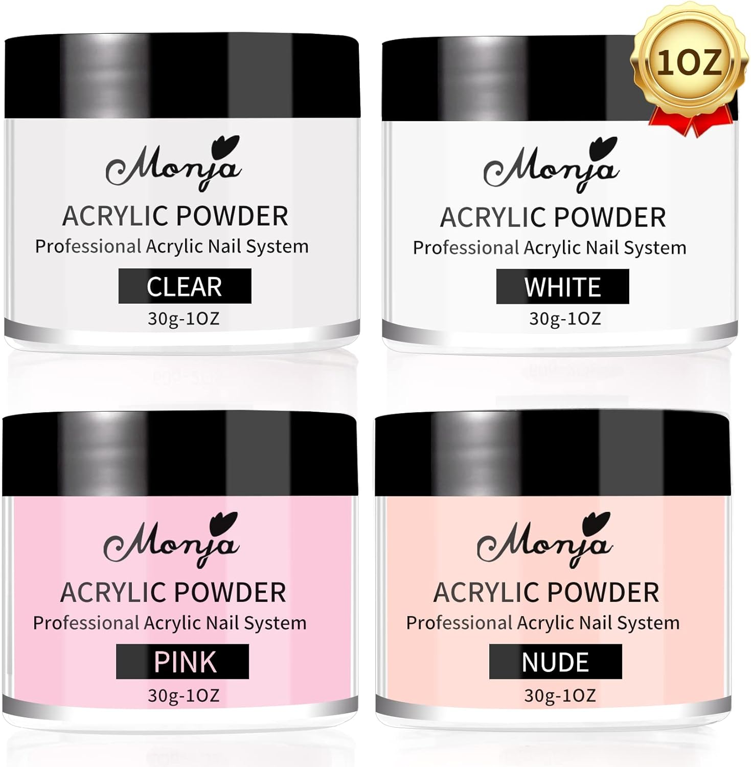 Monja Acrylic Powder - 4PCS 30G Professional Colored Acrylic Nail Powder for Acrylic Nails Extension 3D Nail Art Acrylic Polymer Powder Manicure Salon DIY No Need Nail Lamp image number 4