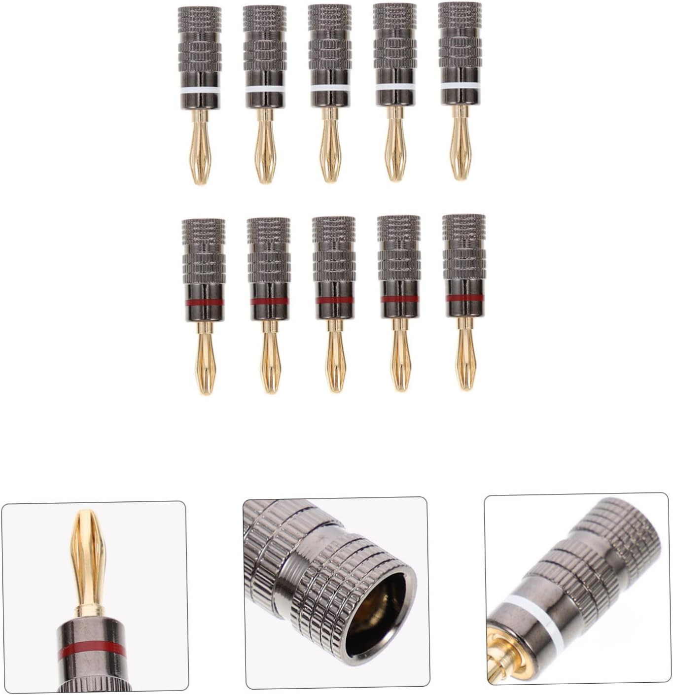 Angoily 10Pcs Gold Plated 4Mm Banana Plugs Speaker Wire Connectors Audio Jack Adapter for Home Theater and Hi-Fi Sound Systems in Australia image number 5