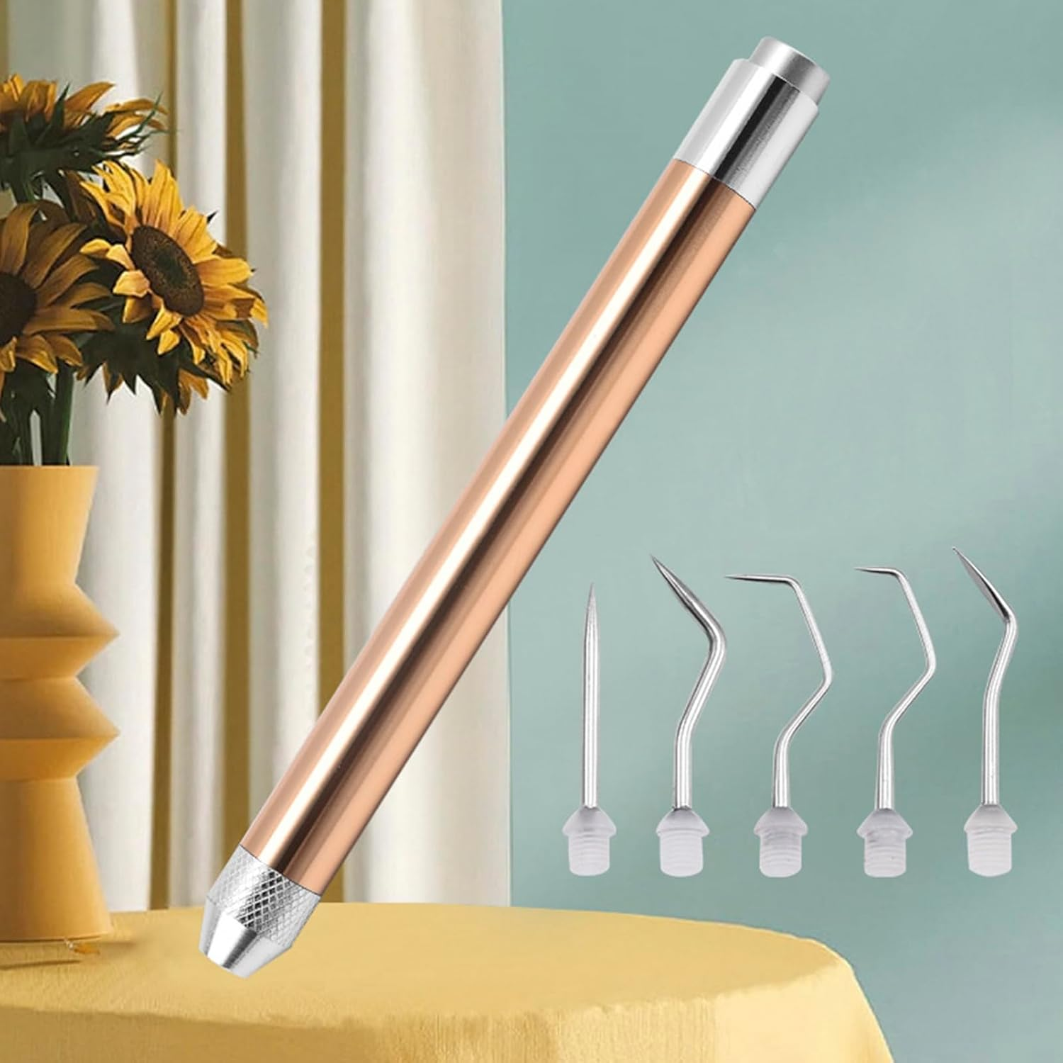 5Pcs Vinyl Weeding Tools Set with LED Light,Vinyl Lighted Weeding Pen Tools Straight Weeder, Portable Weeding Hook Pin Basic Tool Set for Crafting Silhouettes Cameos DIY image number 3