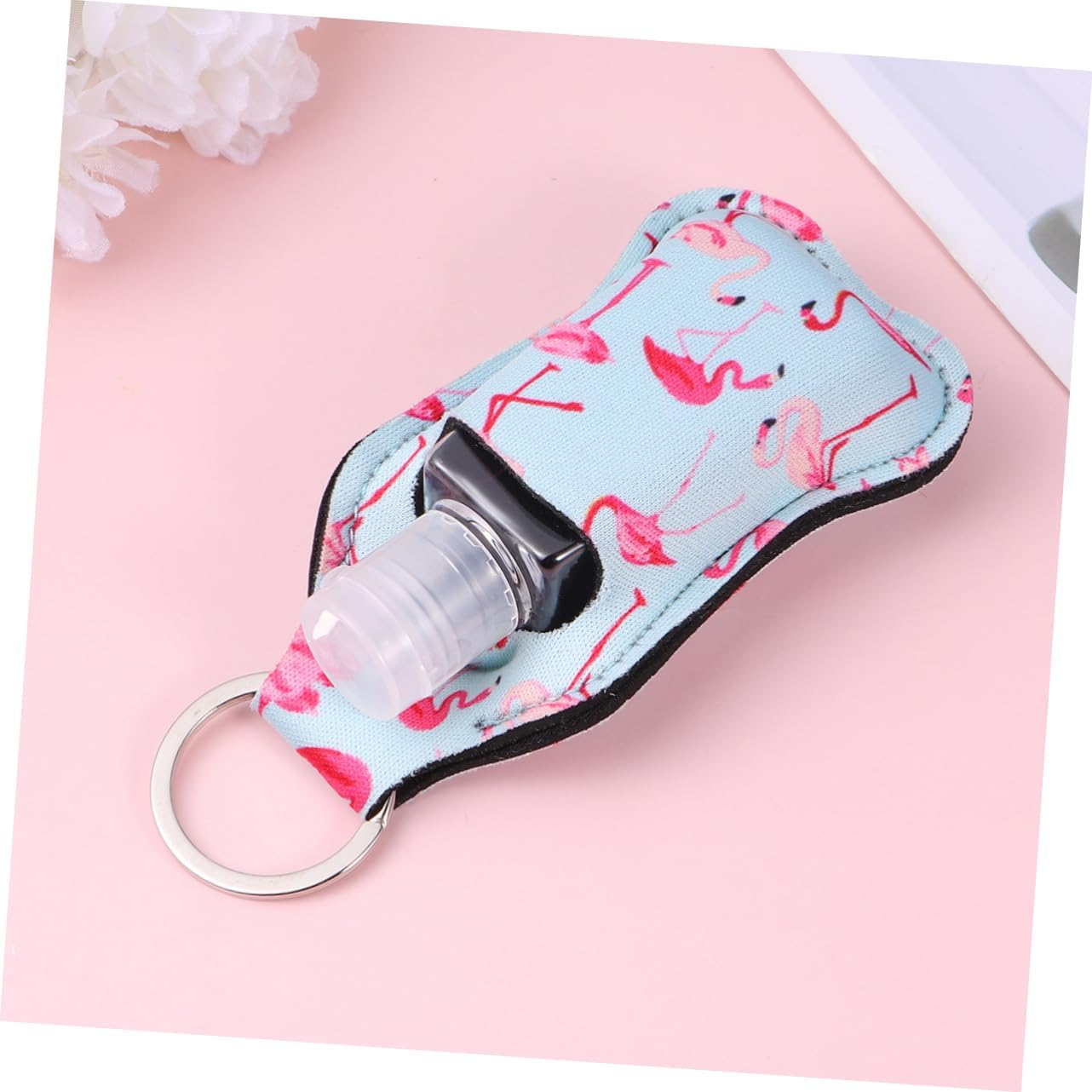 Healeved 3 Set Refillable Empty Bottles with Neoprene Keychain Holders Portable Hand Bottles for Soap Lotion and Liquid Travel Carriers and Stylish Covers image number 3