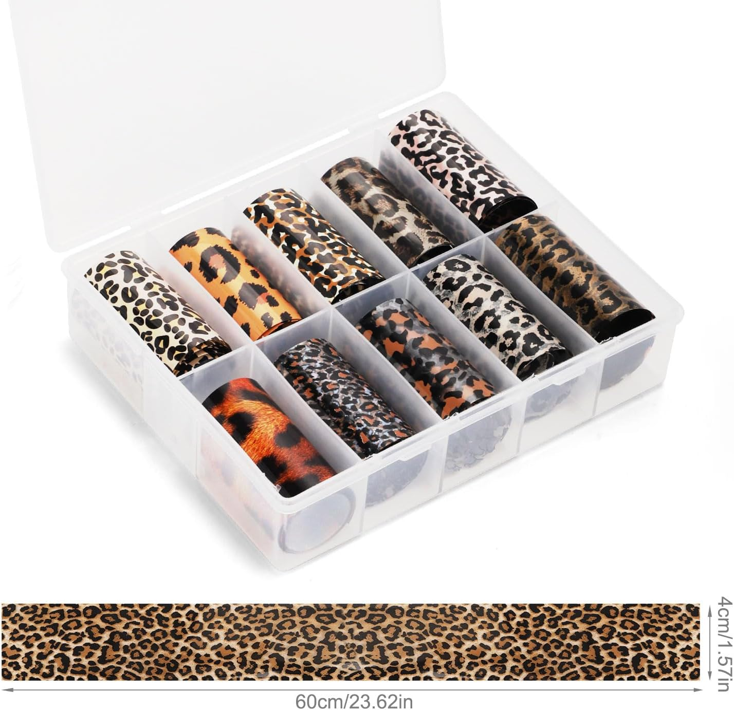 10Pcs Leopard Print Nail Stickers, Plastic Leopard Transfer Foils Decal Stylish Self Adhesive Stickers Versatile Manicure Accessories DIY Gifts for Women image number 2