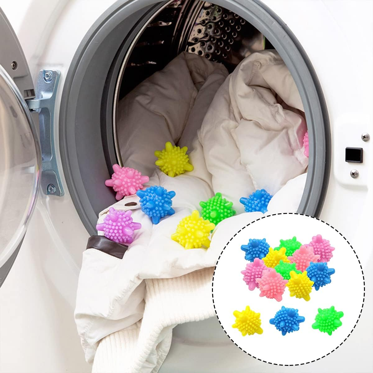 Laundry Balls, 16 PCS Color Reusable Washing Machine Balls for Clean Clothes (4.5Cm/1.77In) image number 5