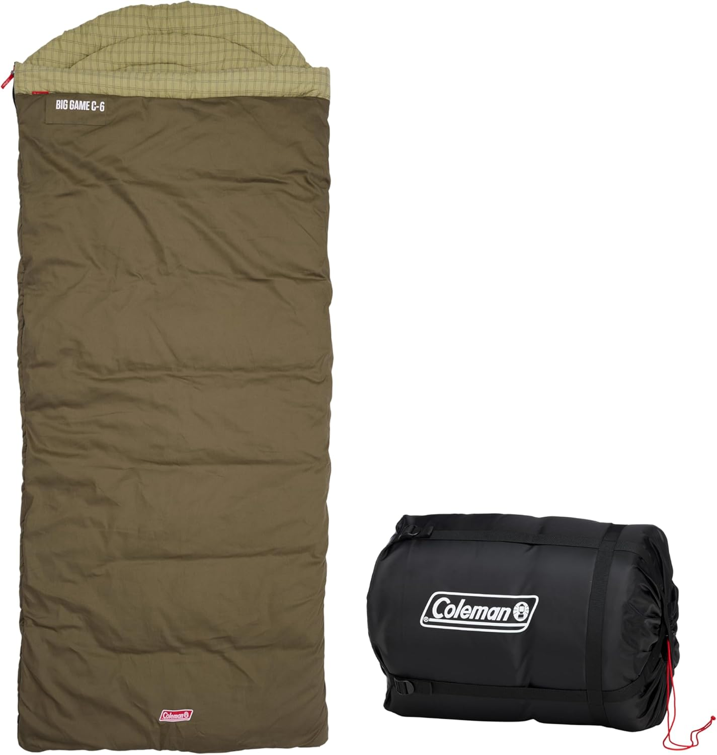 Coleman Big Game -6&deg;C Hooded Sleeping Bag | XL 233X102Cm, Cold Weather, Polyester Fill with Extra Heat Retention, 100% Cotton Lining & Shell, Large Stuff Sack, Full Cover Construction, Easy to Pack image number 1