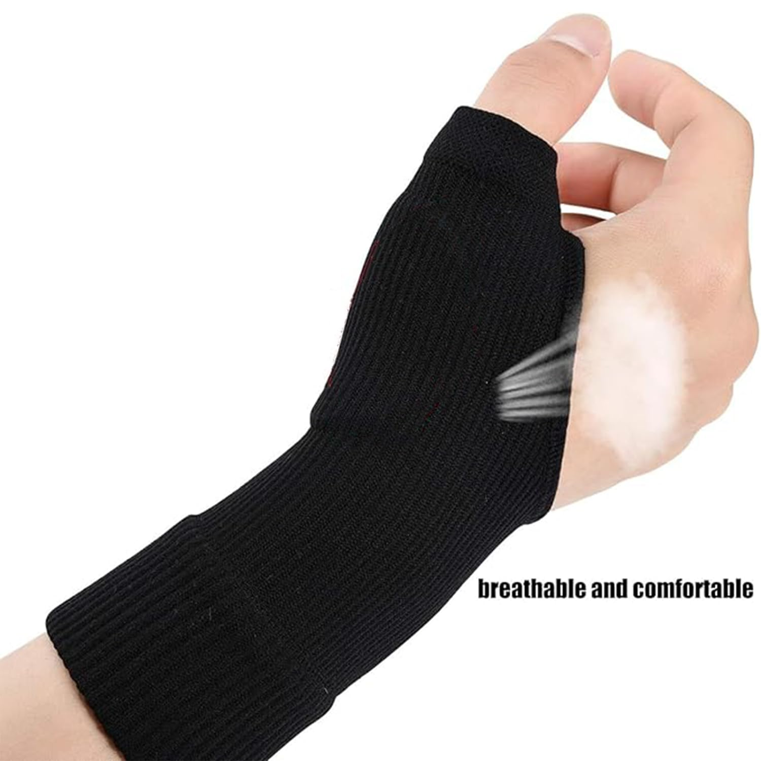 Roczential Gel Thumb Brace 1 Pair Wrist Support Compression Gloves Breathable Wrist Brace for Arthritis Pain Relief Protector Support Compression Arthritis Gloves for Carpal Tunnel Tenosynovitis (Black) image number 4