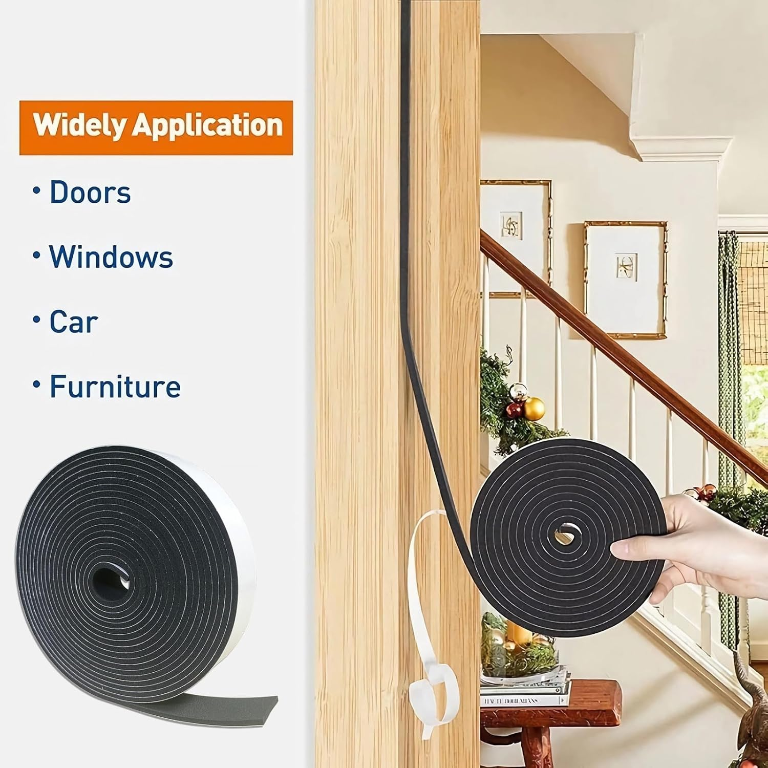 Weather Stripping Door Seal Strip,High Density Foam Tape,1 in X1/8 in X 32.8 FT Self Adhesive Foam Insulation Tape for Doors and Windows,Sliding Door,Soundproofing Door, Air Conditioning Seal Strip