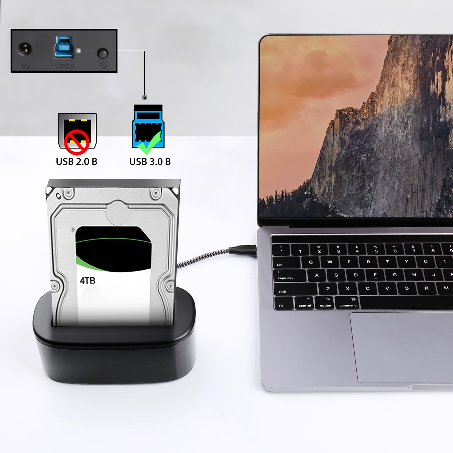 Fasgear Type C to USB B 3.0 Cable 1 Pack 3Ft/1M Nylon Braided USB C Male to Type B Male Cord (Black) image number 6