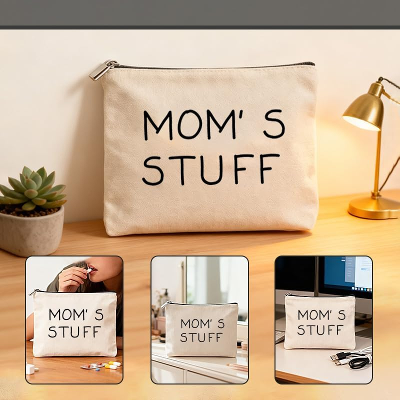 Mom Gift from Daughter Son Mom&rsquo;S Stuff Canvas Cosmetic Bag Purse