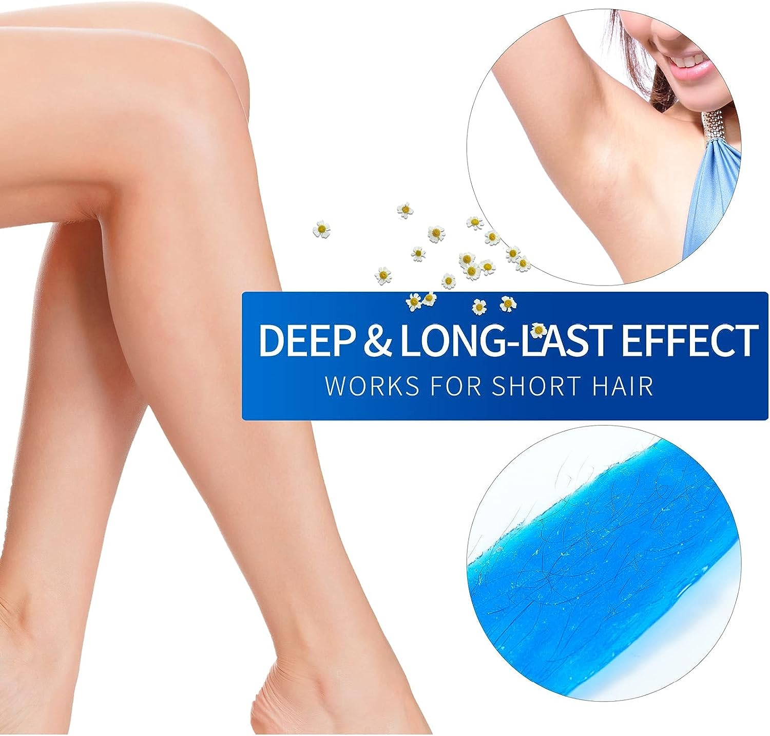 2.5 Lb/1100G Wax Beads, Hard Wax Kit with 2 Wax Treatment Oils, Hard Wax Beads for Legs Underarm Face Bikini, and Brazilian Hair Remover, Women and Men Hair Removal Wax Beans Include 50 Waxing Sticks image number 2