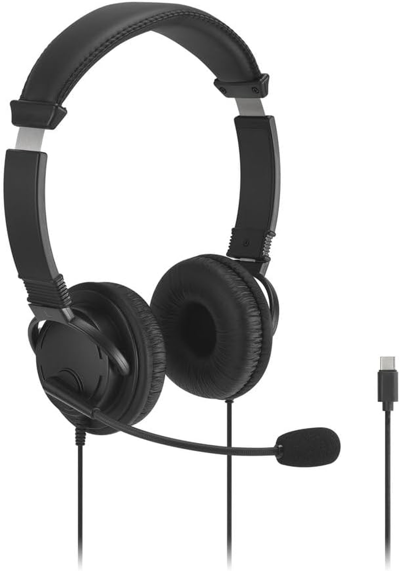 Kensington Classic EQ USB-C Headset with Mic and Volume Control, 6 Ft (1.8M) Nylon Braided Cord, for School, Kids, Adults, Padded Adjustable Headband, Black (K97464WW)