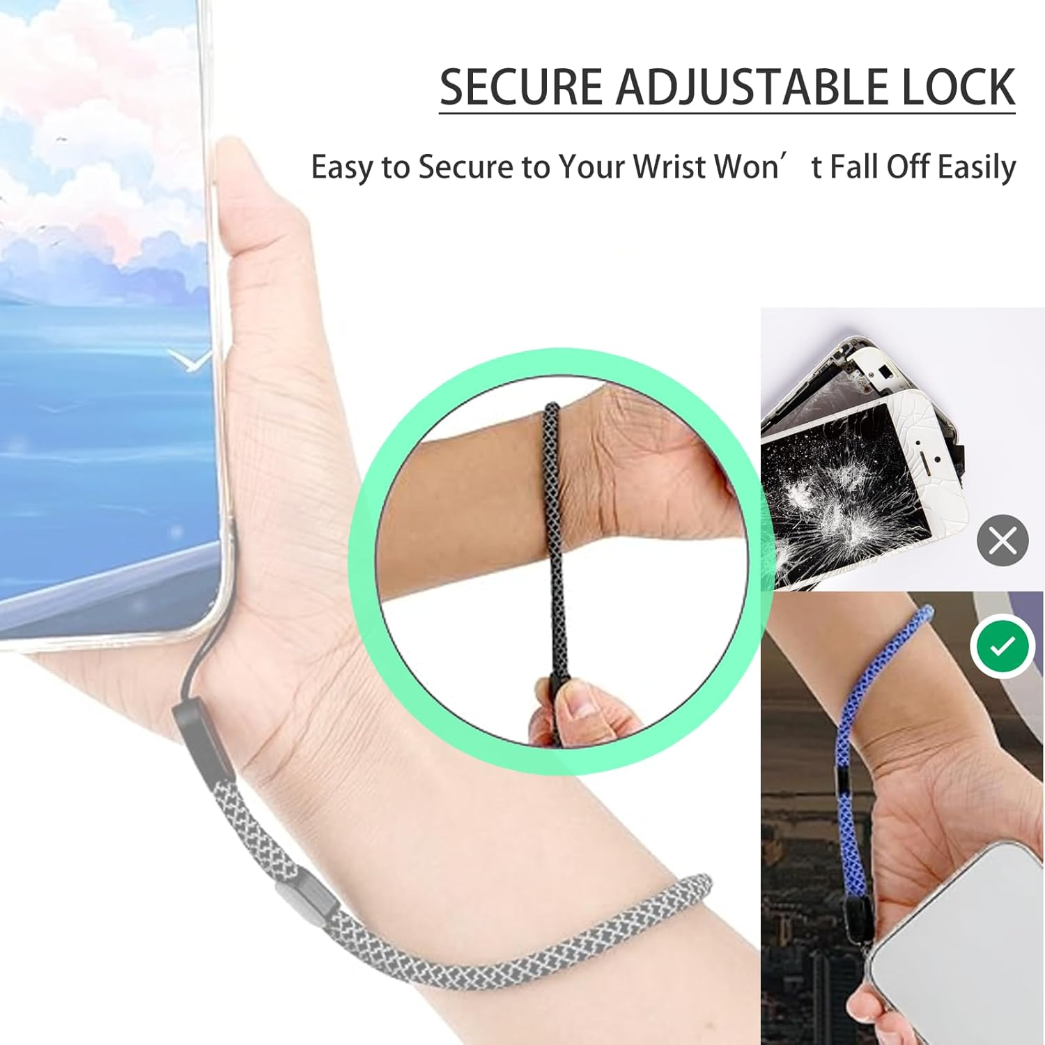 ONBPIY 8 Pack Colorful Wrist Straps Mobile Phone Lanyard Adjustable for Camera Keys USB Drive image number 2