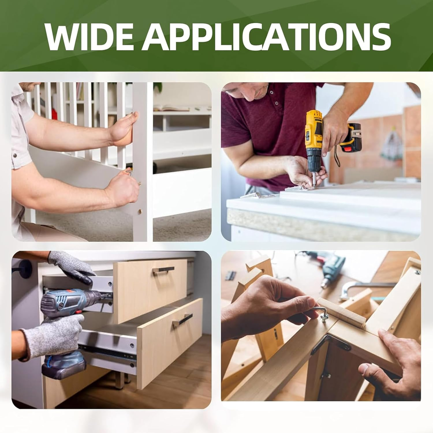 Threaded Insert and Bolt Kit, 1/4-20 X 19/32 Inch, 50 Sets, Hex Socket Drive Wood Furniture Hardware with Hex Wrenches, Drill Bit image number 4