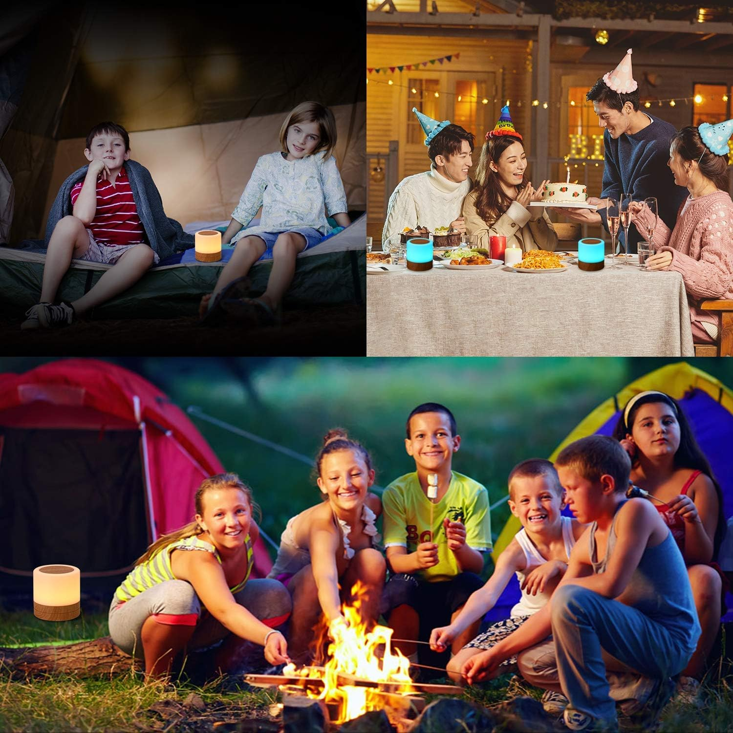 Children'S Room Night Light, USB Rechargeable Small Desk Lamp, 7Colors and 4 Brightness Options, Touch Sensitive Bedside Cordless Desk Lamp, Portable Bedroom and Living Room Night Light (2-Pack,Brown) image number 5