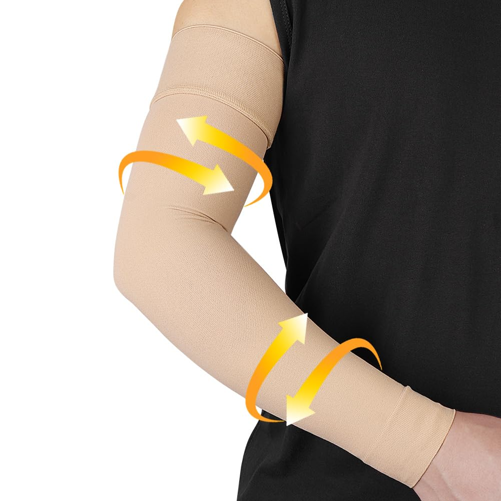 Beister Lymphedema Medical Compression Arm Sleeve with Gauntlet for Men & Women (Single), 20-30 Mmhg Full Arm Support