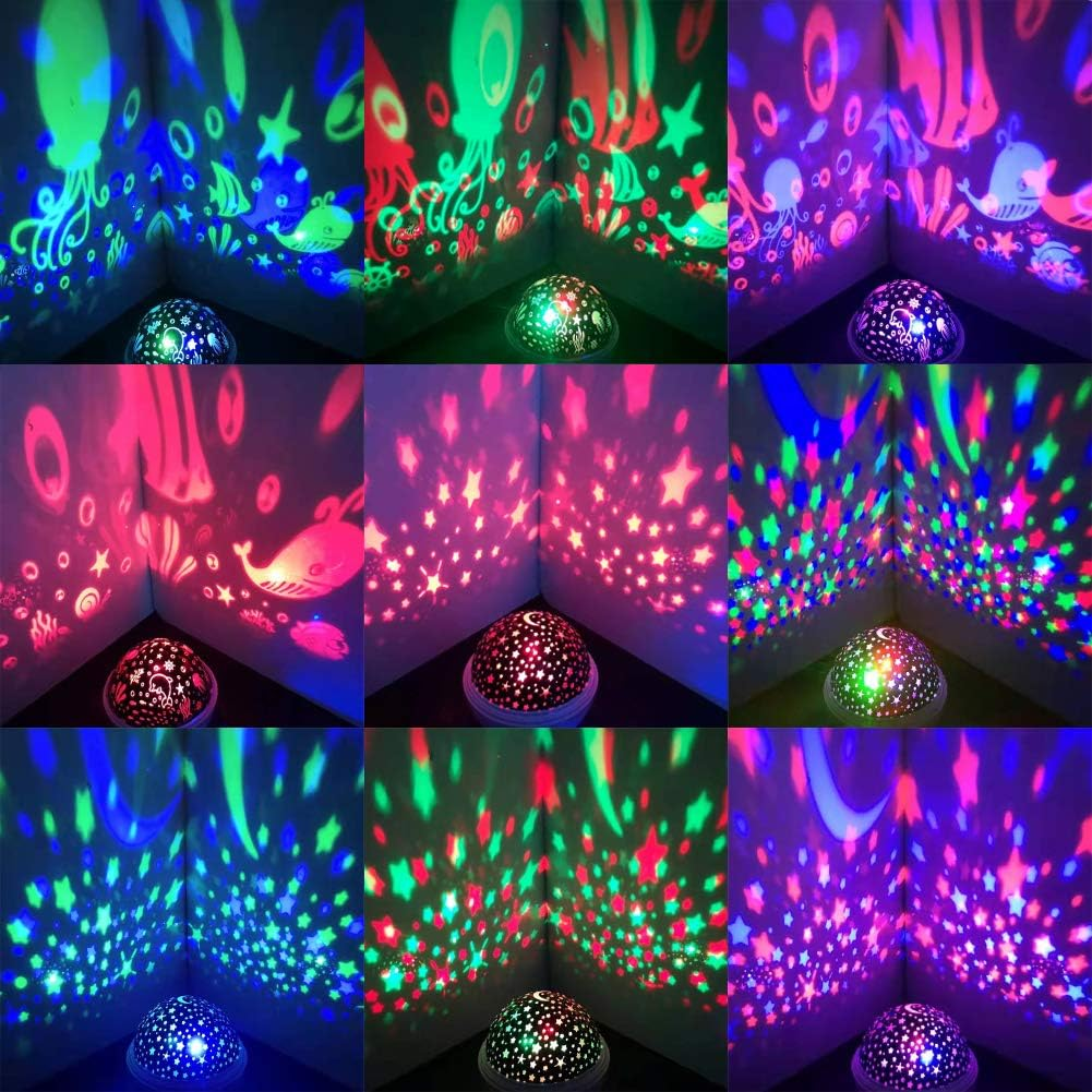 Baby Light Projector, Star Moon and Ocean Wave Sensory Projector Rotating Lights, Rechargeable Sensory Lights for Girls Boys (White) - White image number 6