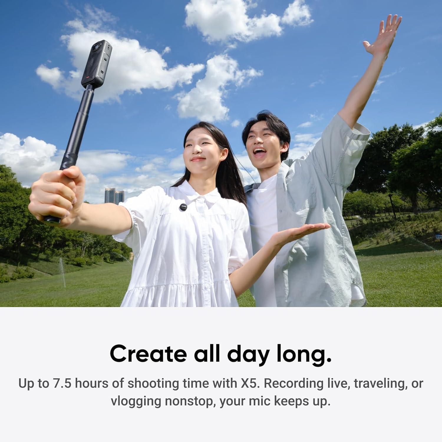 Insta360 Mic Air Transmitter, 7.9G Ultralight, Wireless Microphone for Insta360 X5/X4/X4 Air/Ace Pro 2/GO Ultra, Noise Cancelling, Vlog, Streaming image number 4