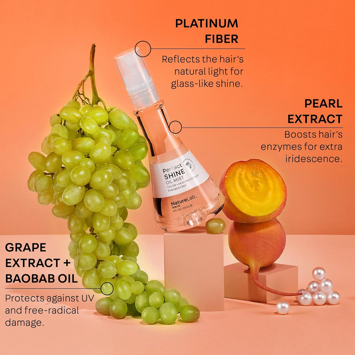 Naturelab.Tokyo Perfect Shine Oil Mist: Hair Oil Mist to Moisturize, Protect, and Reveal Immense Shine I 4 FL OZ / 120Ml image number 5