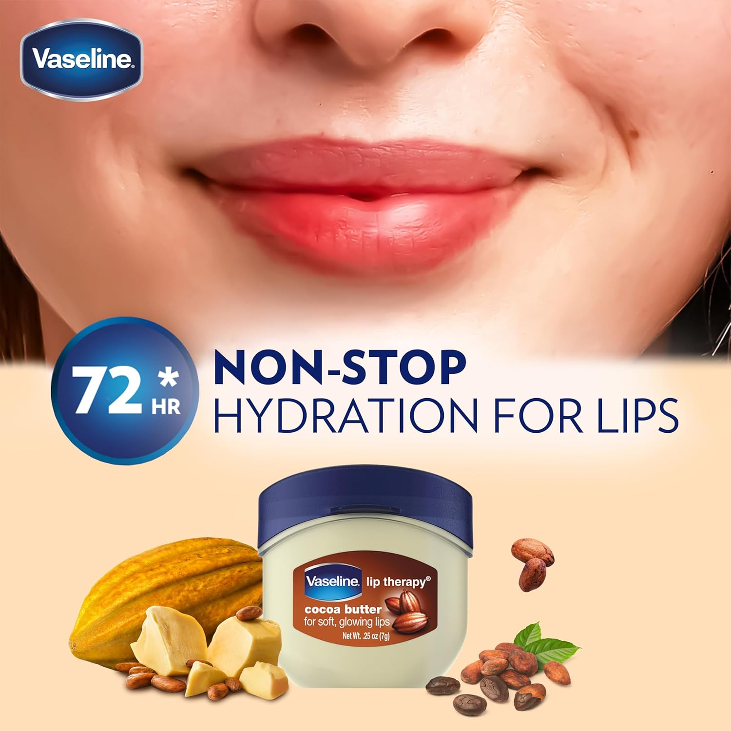 Vaseline Lip Therapy Tub 7G Ideal for Instantly Soft Smooth Lips Cocoa Butter Fast-Acting Nourishment with Petroleum Jelly and a Cocoa and Vanilla Scent. image number 3