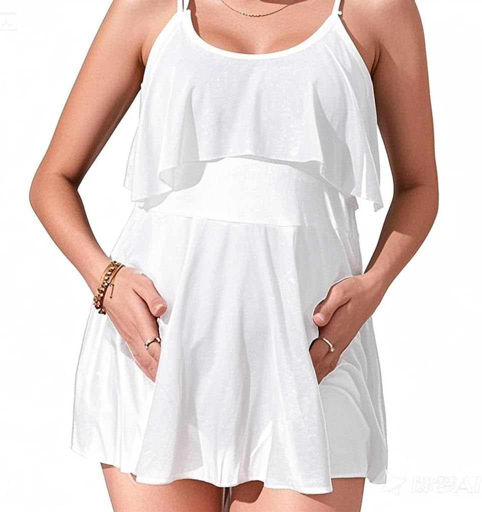 Harssidanzar Maternity Bikini Set Two Piece Swimsuit Sheer Mesh Maternity Bathing Suits Suit Swimwear KL303US image number 3