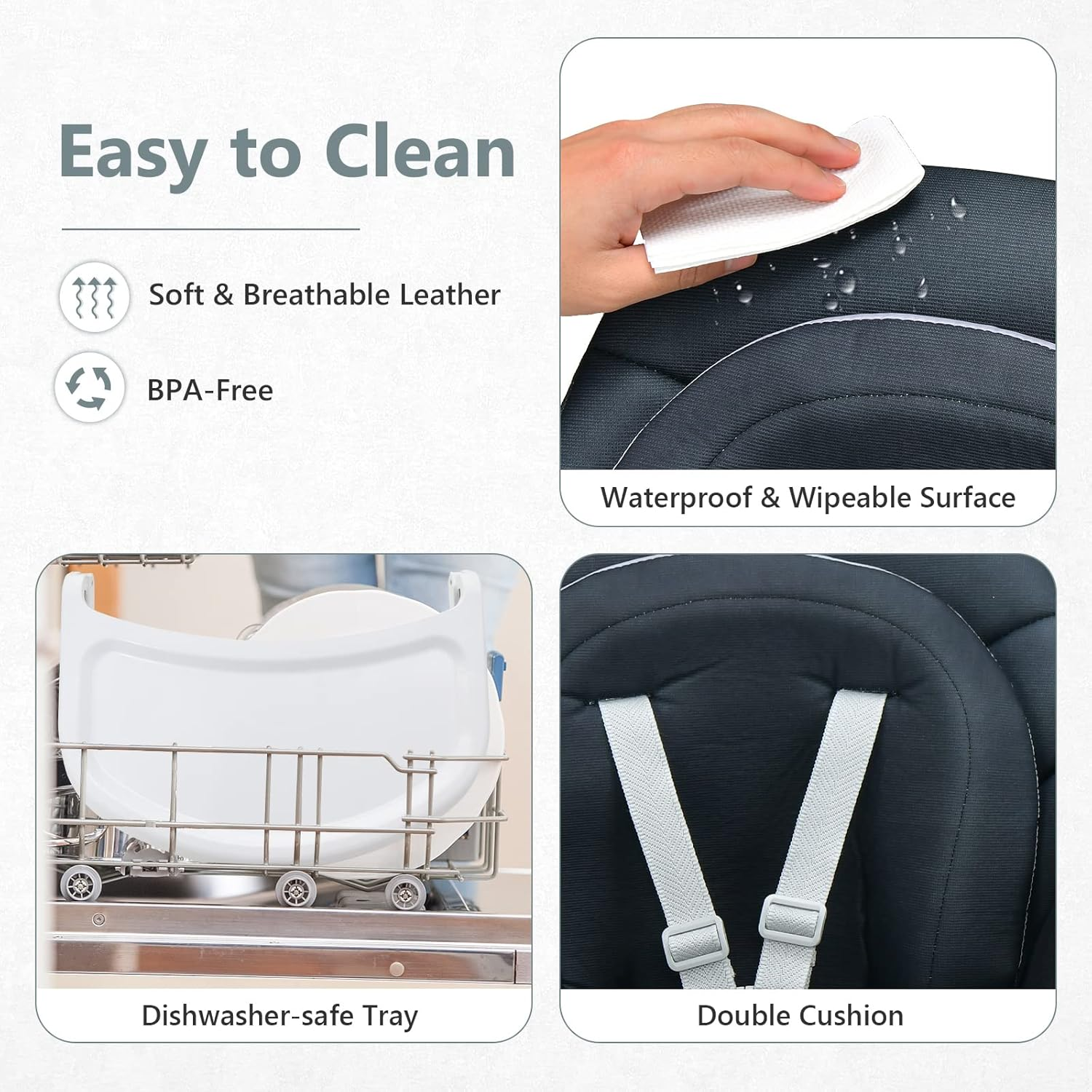 INFANS 8 in 1 Baby High Chair, Convertible Highchair for Babies and Toddlers, Infant Dining Booster Seat, Building Block Table, Kids Stool Table Chair Set with Removable Tray (Black) - Grey image number 4