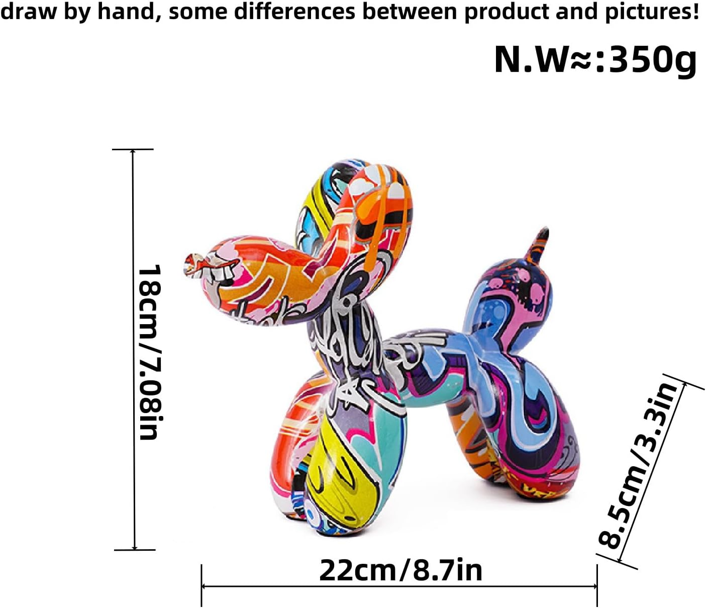 Statue Colorful Graffiti Balloon Dog Ornaments Creative Home Decoration Office Ornaments - Graffiti