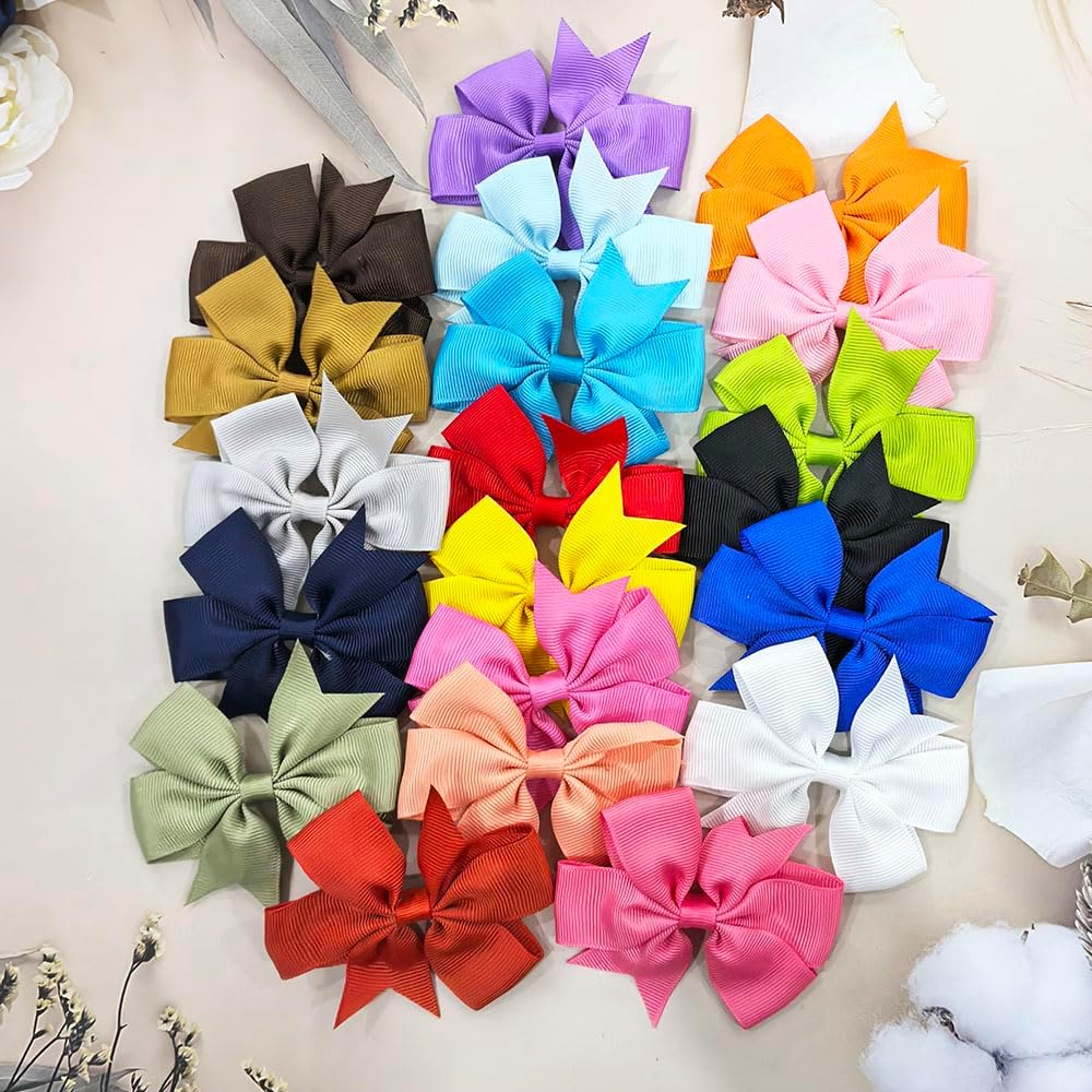 40Pcs Bow Hair Clips, Fabric Hair Bow Alligator Clips 20 Colors Bow Knot Hair Accessories for Women Girls image number 1